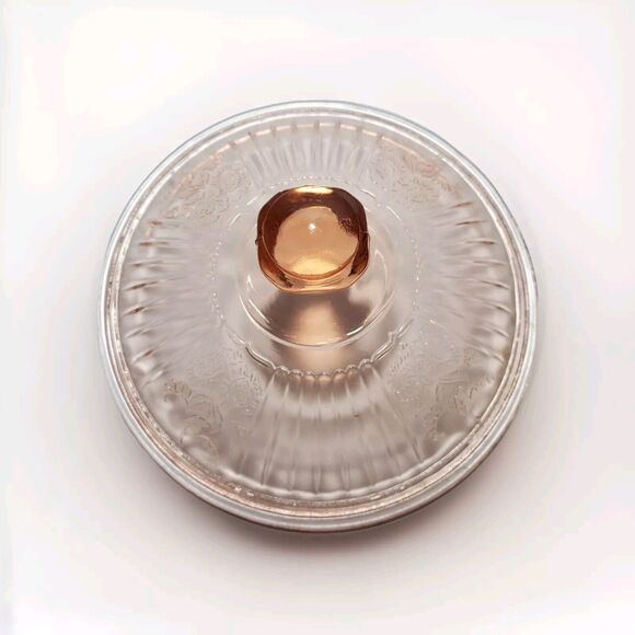 Vtg 1930s Anchor Hocking Rose Pink Depression Glass Mayfair Handled Covered Dish - Picture 6 of 10